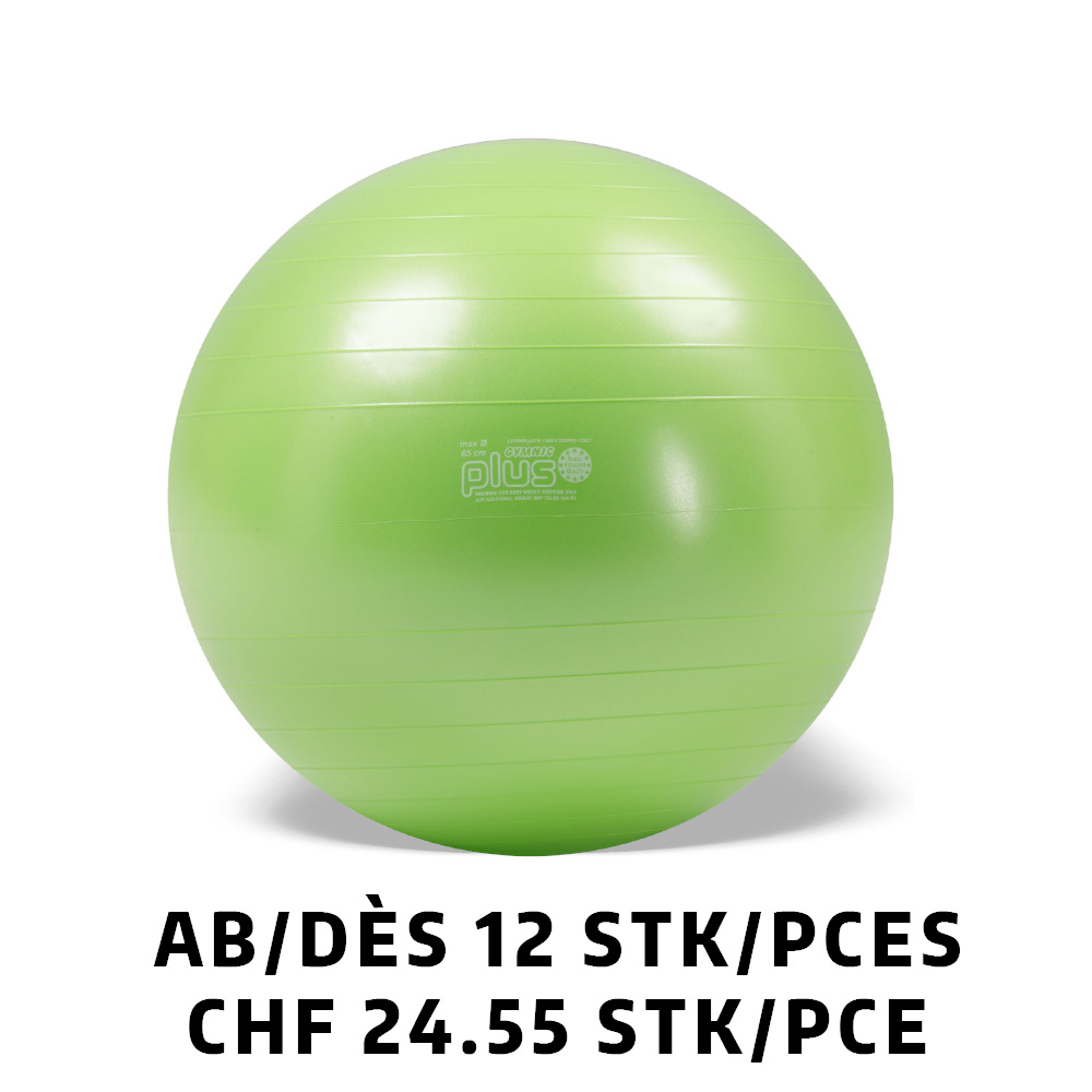 Ballon Gymnic+ BRQ Ø65cm vert dès 12 pièces